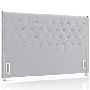 Cabeceira Cama Box Queen 160cm Estofada Frizza P05 Veludo Cinza - Lyam Decor