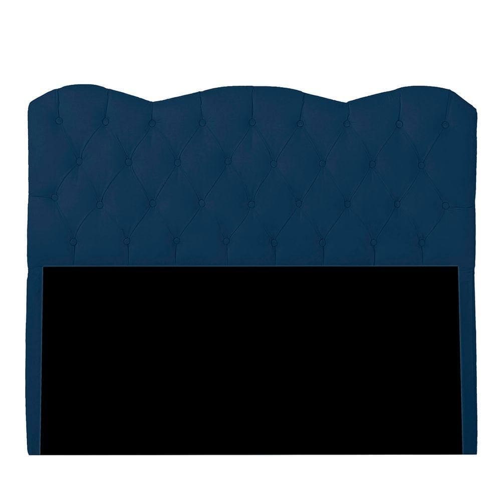 Cabeceira Casal Queen Estofada Para Cama Box Verona Veludo Cor Azul Marinho