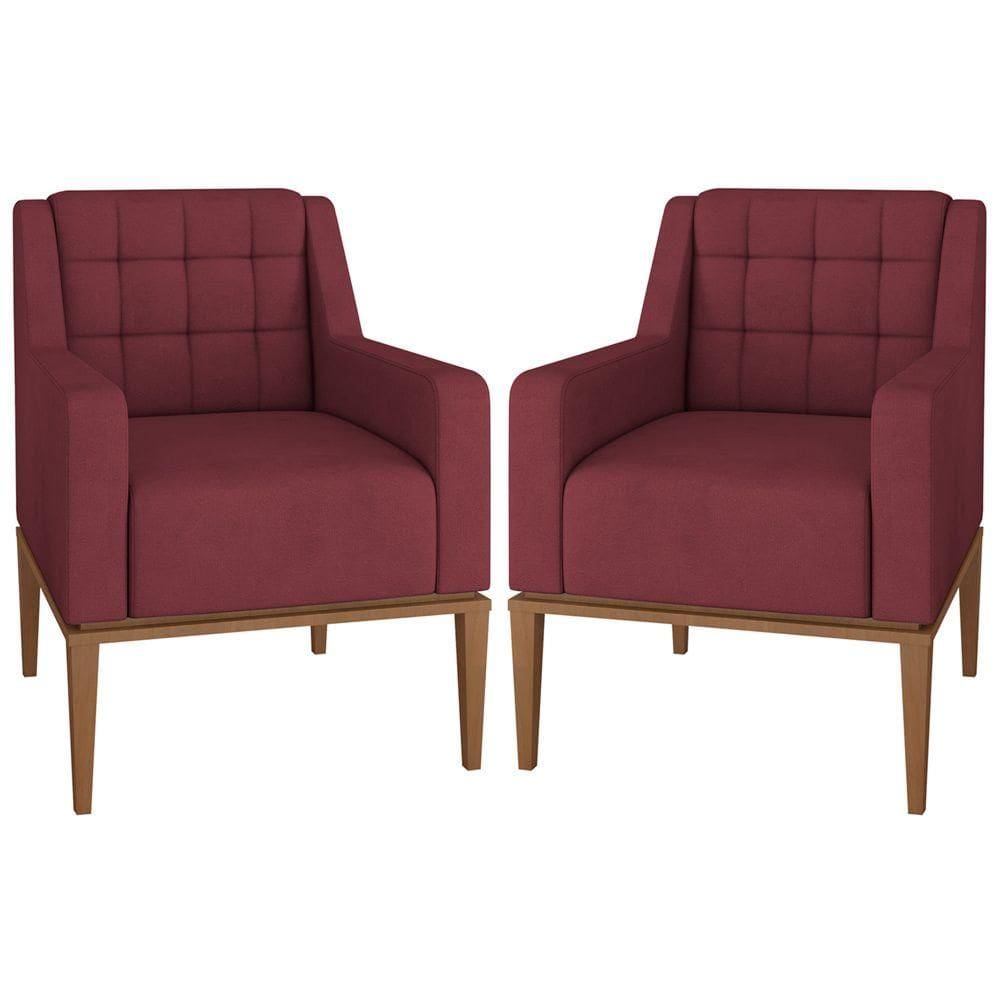 2 Poltronas Decorativas Sala de Estar Madonna Suede Bordô