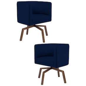 2 Poltronas Ka Madeira Betina B304 Veludo Azul Marinho
