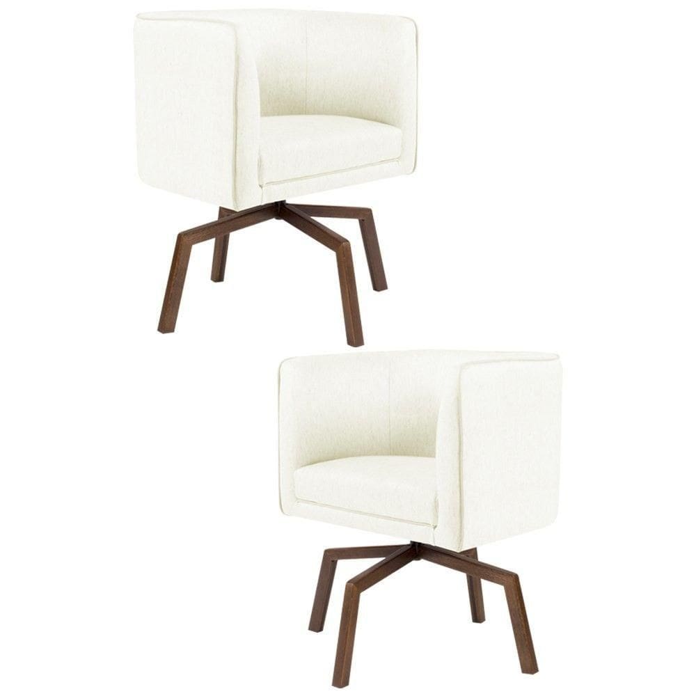 2 Poltronas Ka Madeira Betina C26 Corano Bege