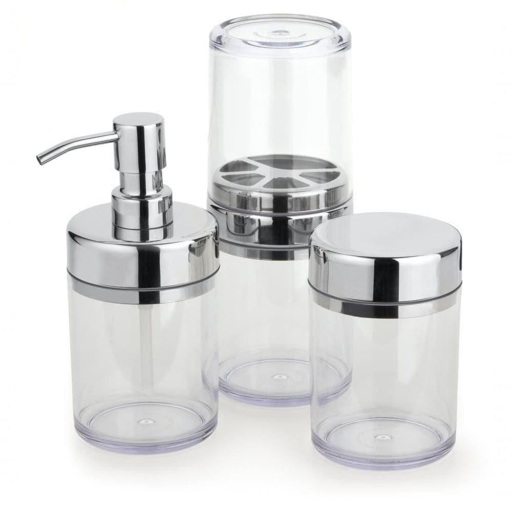 Kit Banheiro Acessórios Lavabo Acquaset Transparente 3 Peças