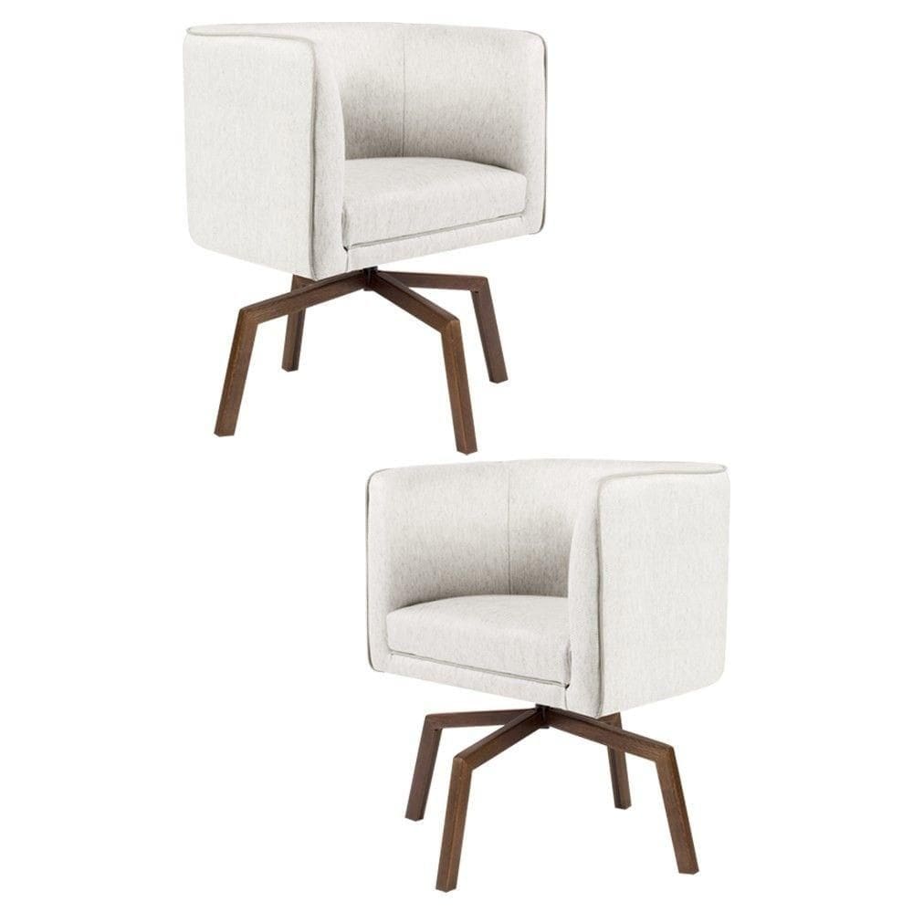 2 Poltronas Ka Madeira Betina B443 Linho Bege