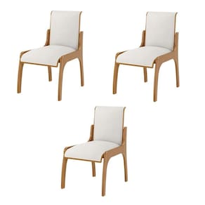 Kit 3 Cadeiras Jantar Pedri Linho Off White/Imbuia