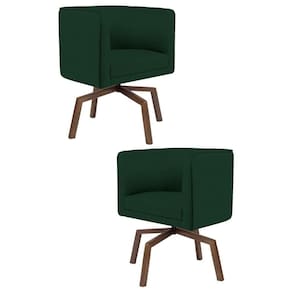 2 Poltronas Ka Madeira Betina B303 Veludo Verde Musgo