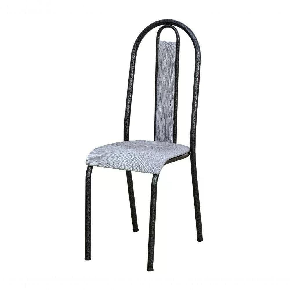 Cadeira Tubular Cromo Preto 058 Assento Grafiato Grafiato