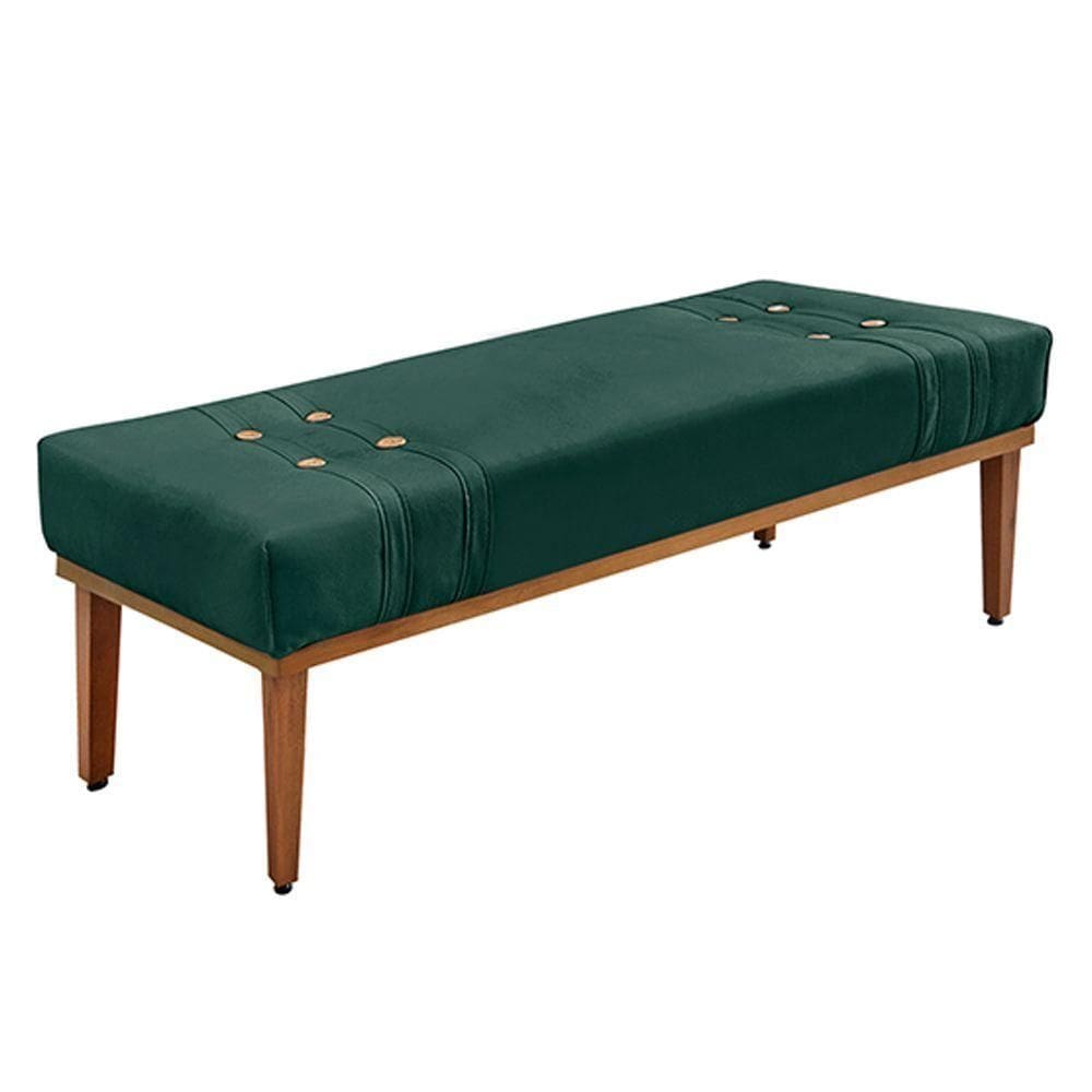 Recamier 195cm Kors Veludo Pés De Madeira Verde Floresta