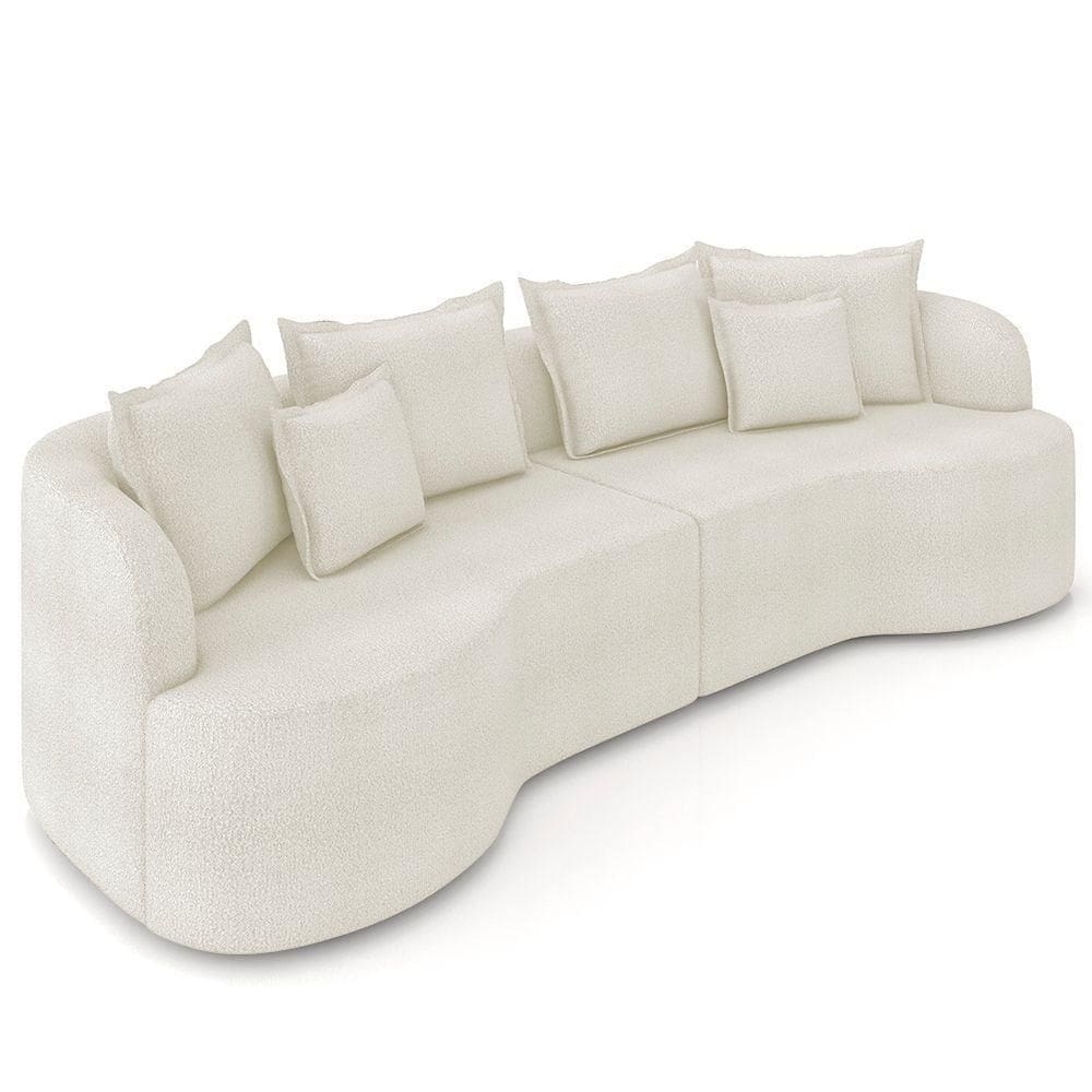 Sofá 3 Lugares 230cm Orgânico Quito K04 Bouclê Areia - Mpozenato