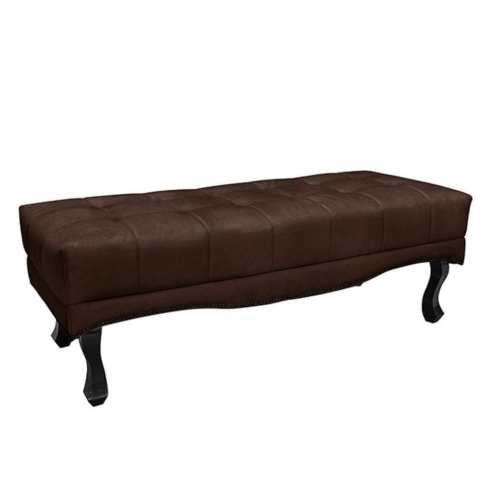 Recamier Decorativo 140cm Loewe Suede Pés De Madeira Café