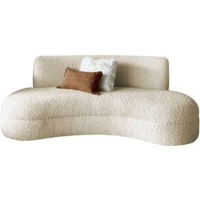 Sofá Divã Curvo Sala De Estar Maria 200 Cm Bouclé Adj Decor Bege