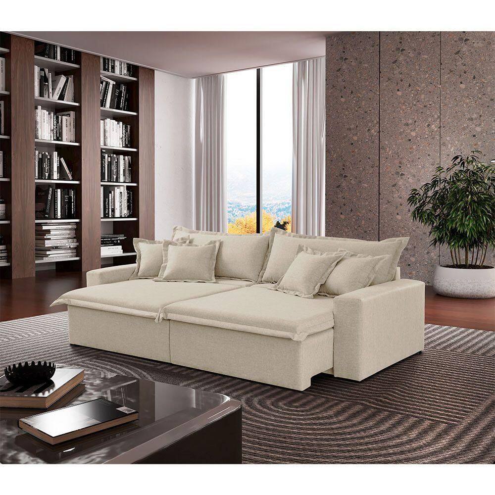 Sofá Montreal Linho 02 Módulos De 100m B25cm Meu Sofá Online A302 Linho Branco