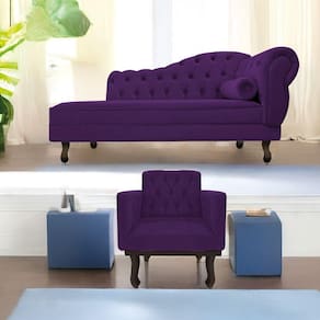Kit Diva Recamier Diana 120cm Lado Esquerdo E 1 Poltrona Classic Suede Roxo