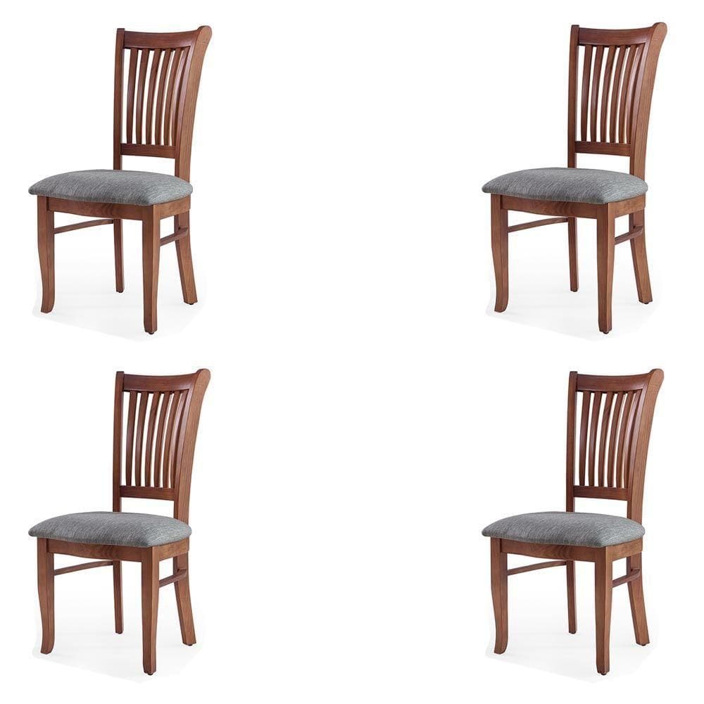 Kit 4 Cadeiras Jantar Bakeri Linho Cinza/Imbuia