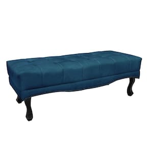 Recamier 90cm Loewe Veludo Pés De Madeira Azul Marinho