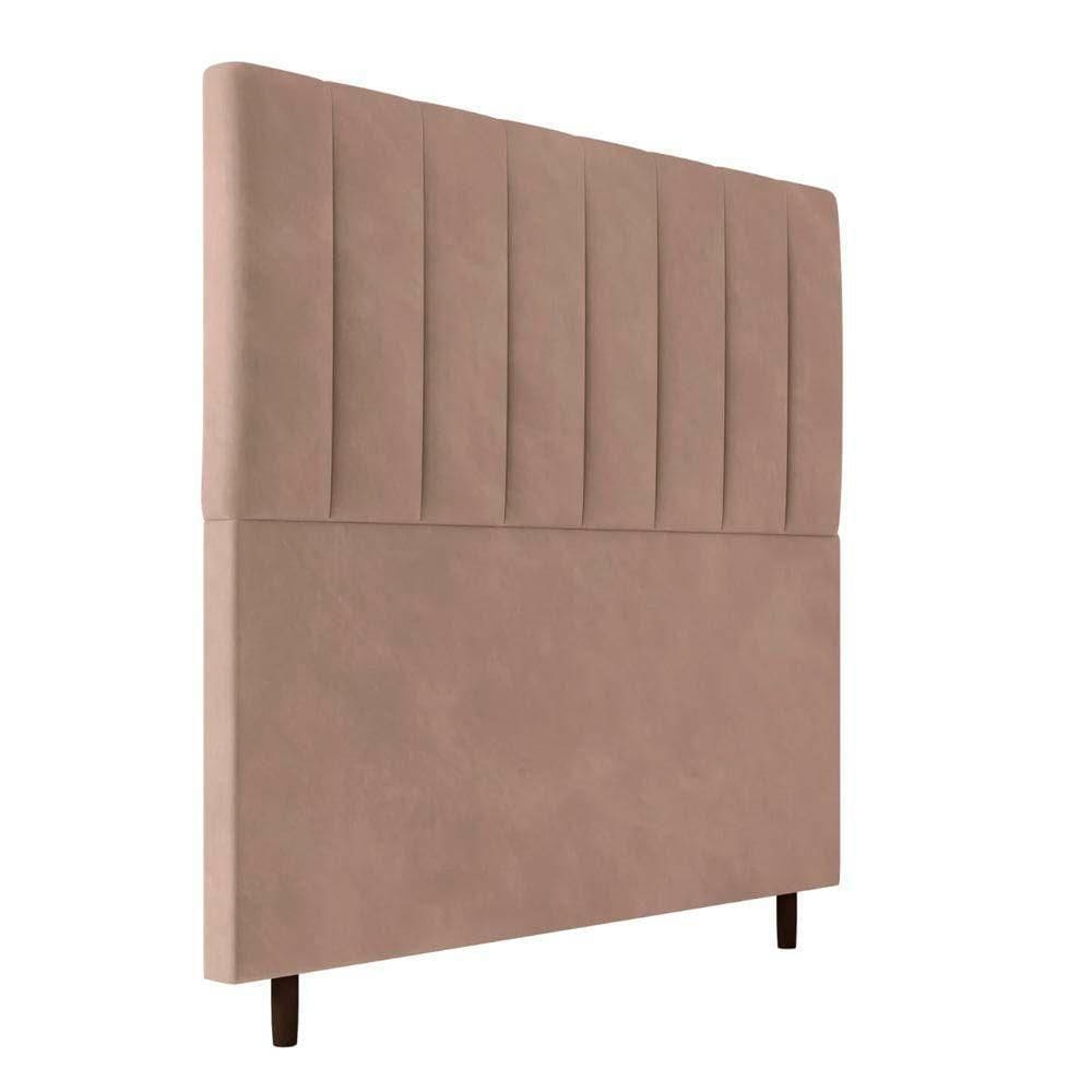 Cabeceira Decorativa Udine Casal 140Cm Veludo Bege