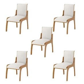 Kit 5 Cadeiras Jantar Pedri Linho Off White/Imbuia