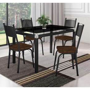 Conjunto De Mesa Malva Com 4 Cadeiras Tampo De Vidro