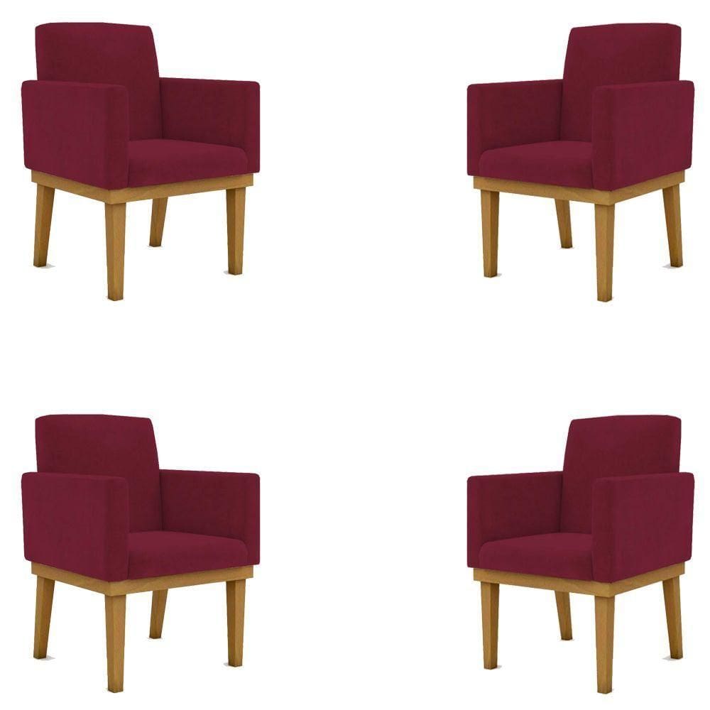 Kit 4 Cadeiras Reforçada Escritório Poltrona marsala