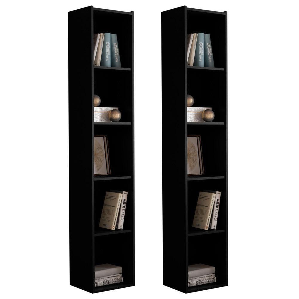 Kit 2 Estantes Livreiro Multiuso Janaína 5 Nichos Preto