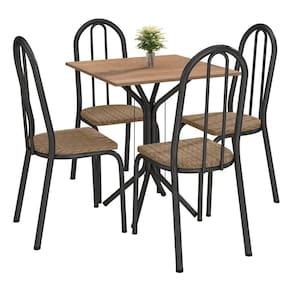Conjunto De Mesa Com 4 Cadeiras Preto Fosco Tampo Nature