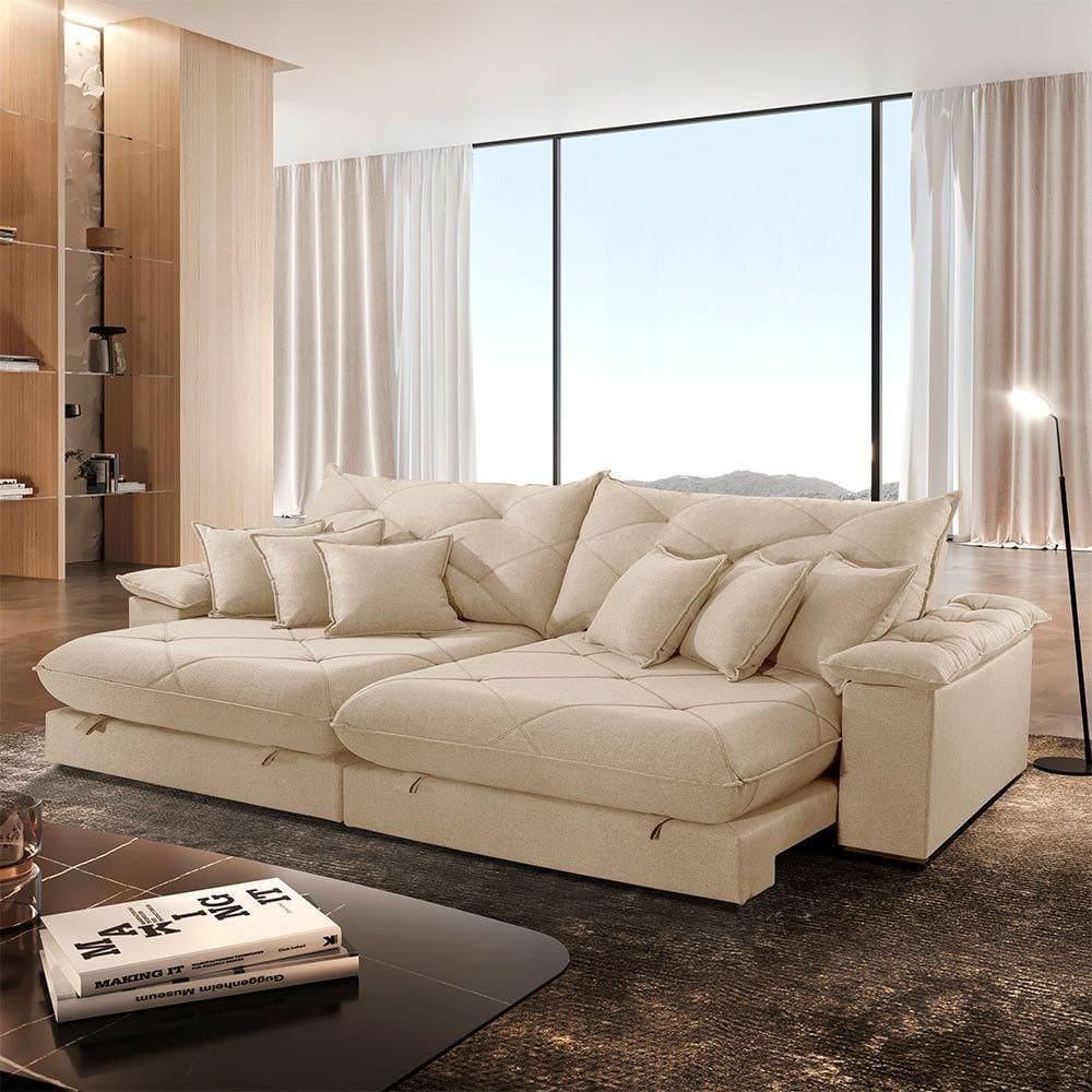 Sofá ágata Linho Dois Módulos De 120cm B25 Meu Sofá Online A294 Linho Creme