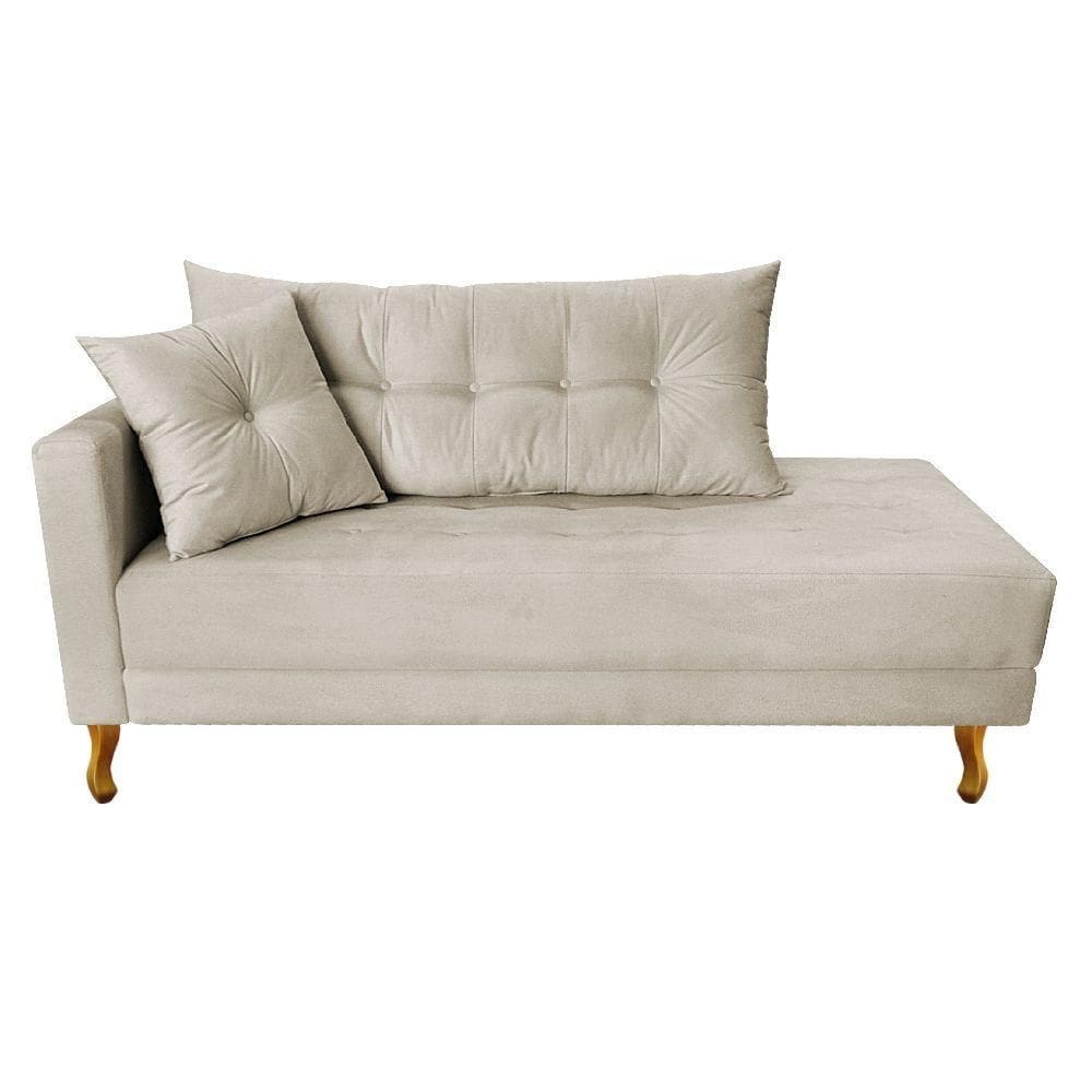 Recamier Azura 140cm Com Almofada Lado Direito Suede Cor Bege