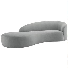 Divã Recamier Orgânico França 140cm Lado Esquerdo Bouclé Adj Decor Cinza