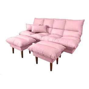 Sofá Cama Andorra Com Banqueta Corano 3 Lugares Reclinável Império Rosa 309
