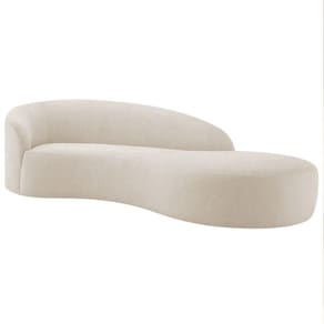 Divã Recamier Orgânico França 180cm Lado Direito Linho Adj Decor Bege