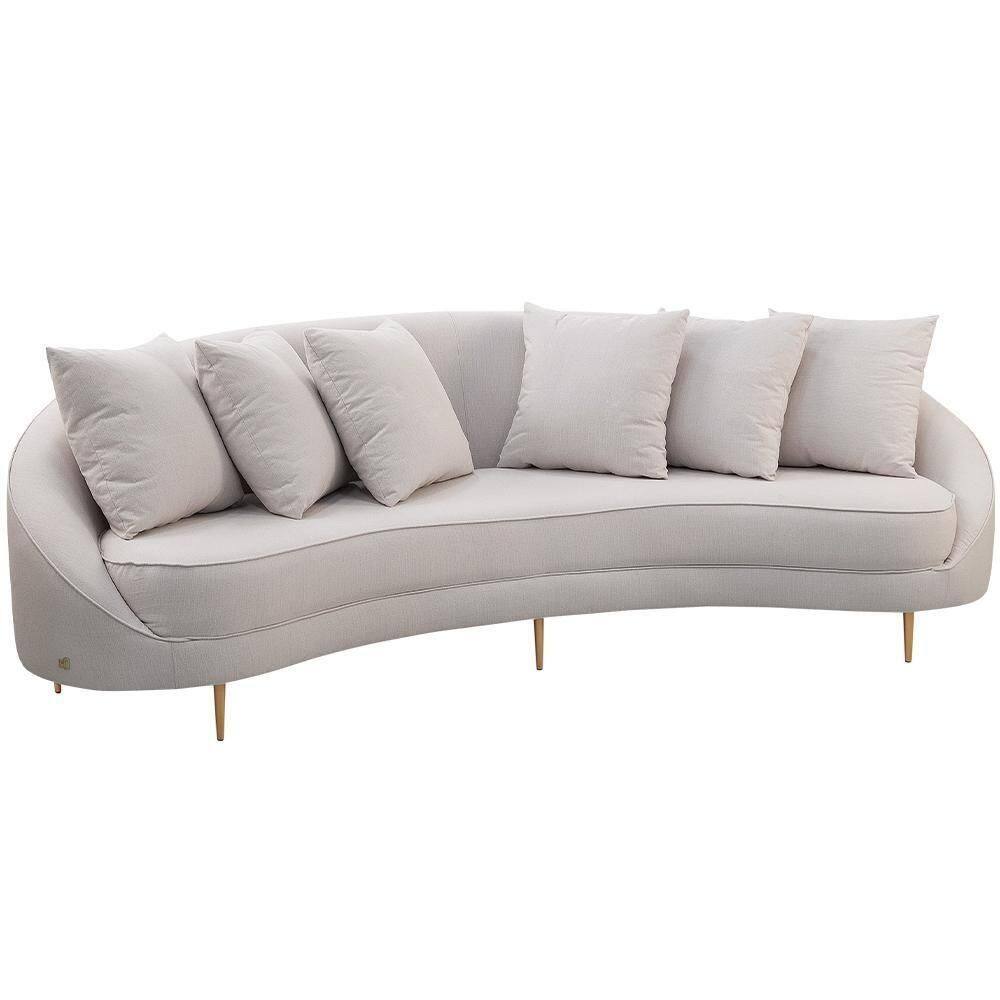 Sofá 4 Lugares Para Sala De Estar Living Orgânico 270cm Moah T03 Linho Bege - Lyam Decor