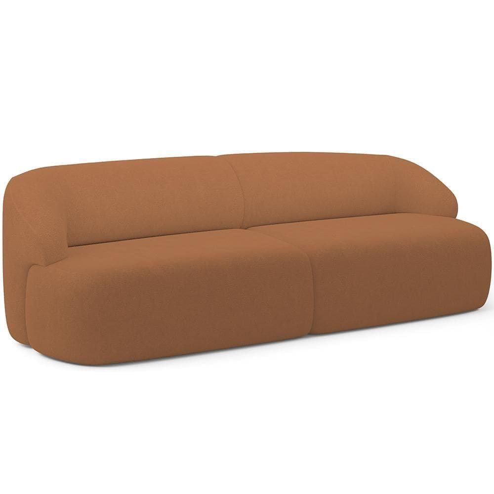 Sofá 3 Lugares Curvo Orgânico Living 220cm Barolo L06 Bouclê Terracota