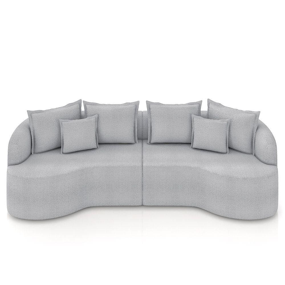 Sofá 3 Lugares 230cm Orgânico Quito K04 Bouclê Cinza - Mpozenato