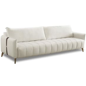 Sofá 3 Lugares Para Sala De Estar Living 240cm Sonata T03 Linho Cru - Lyam Decor