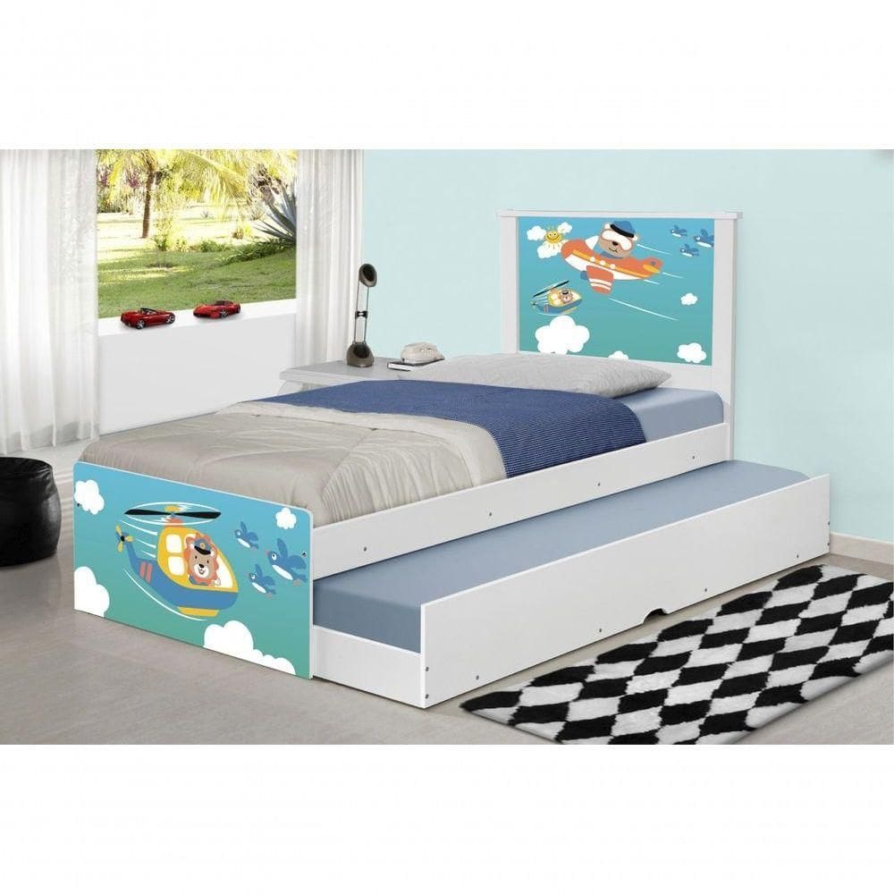 Bicama Juvenil Adesivada Patrulha Animal Com Colchões