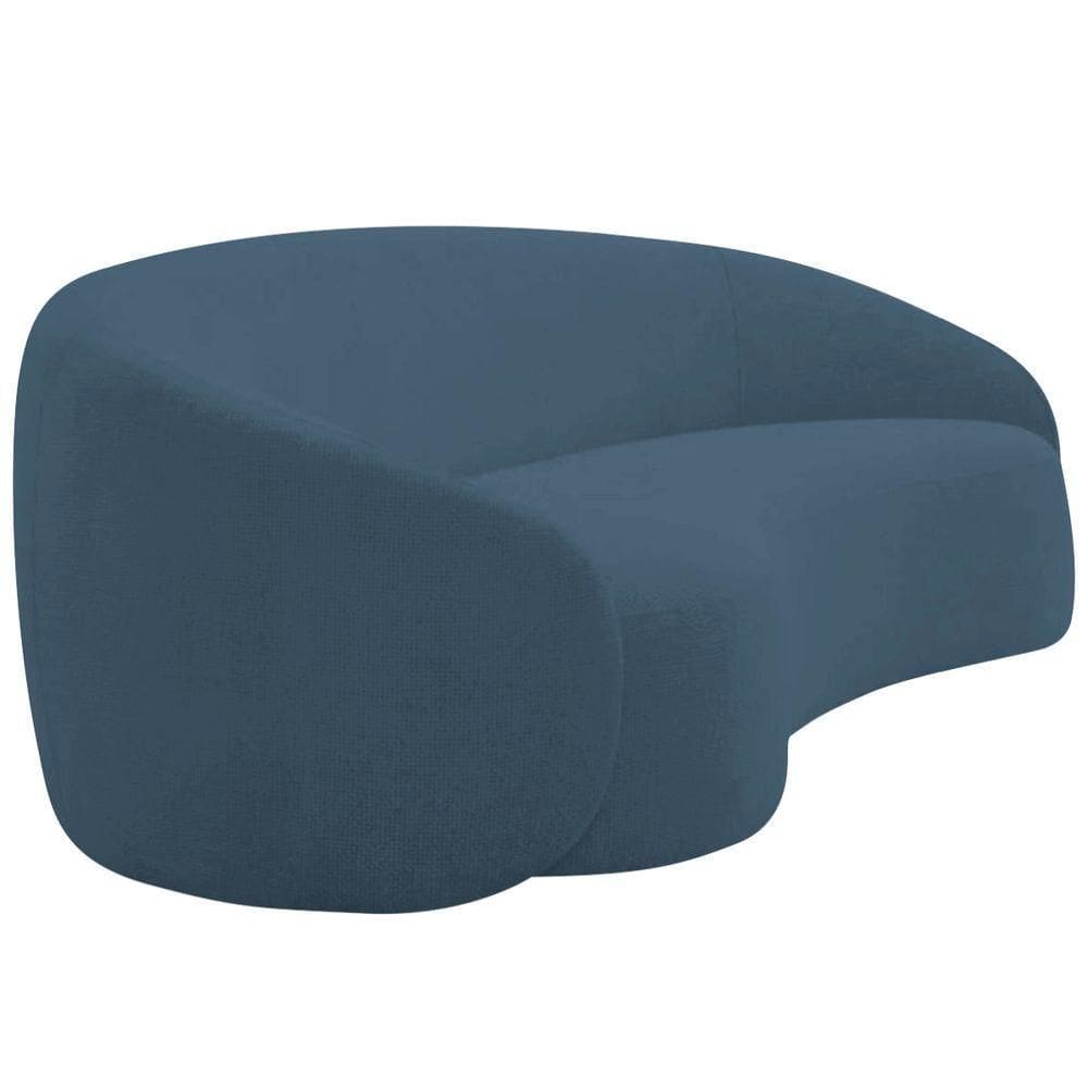 Kit Sofá 3 Lugares 180cm E 2 Poltronas Orgânica Luxo Recepção Amore Linho Azul Royal
