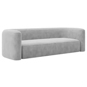 Sofá 3 Lugares 200cm Orgânico Luxo Recepção Melina Linho Cinza Claro
