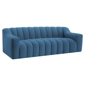 Sofá 2 Lugares Luxo Recepção Escritorio Sala Elegance 180cm Linho Azul Royal