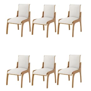 Kit 6 Cadeiras Jantar Pedri Linho Off White/Imbuia