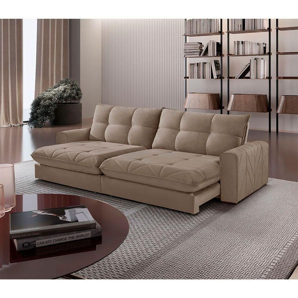 Sofá Firenze Veludo 02 Módulos De 120cm Meu Sofá Online B002 Veludo Capuccino