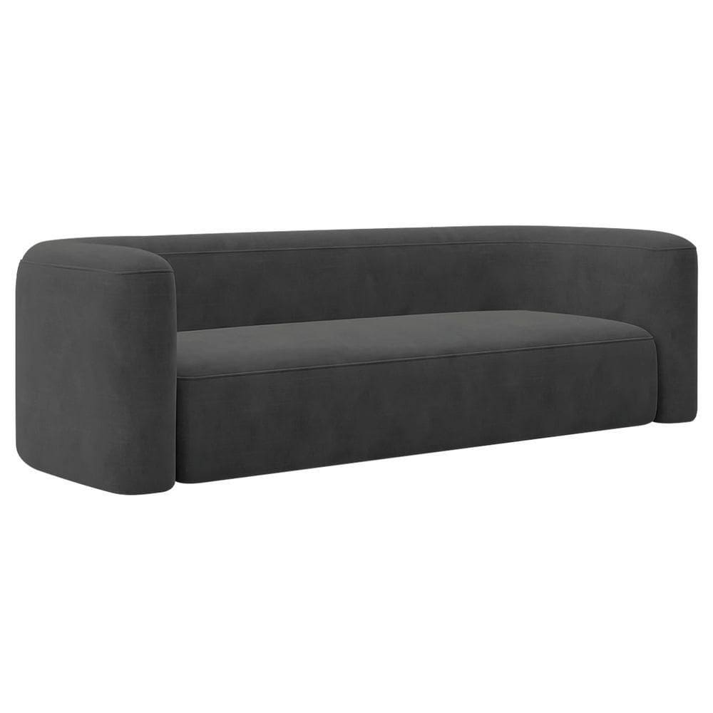 Sofá 3 Lugares 180cm Orgânico Luxo Recepção Melina Linho Cinza Escuro