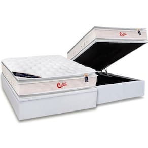 Cama Box Baú Casal: Colchão Molas Ensacadas Castor Gold Star Vitagel Slx + Base White(138X188)