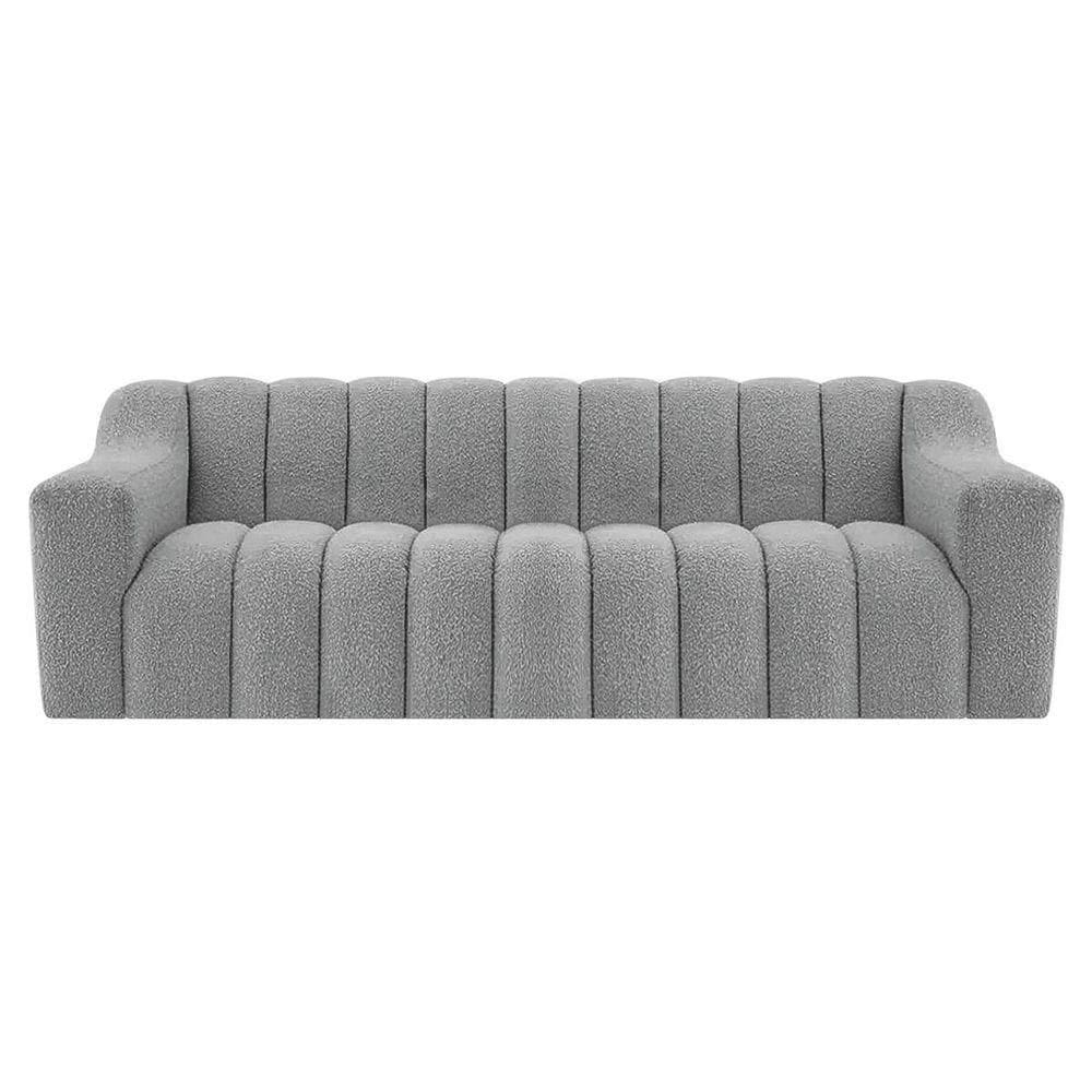 Sofá 2 Lugares Luxo Recepção Escritorio Sala Elegance 200cm Bouclé Cinza