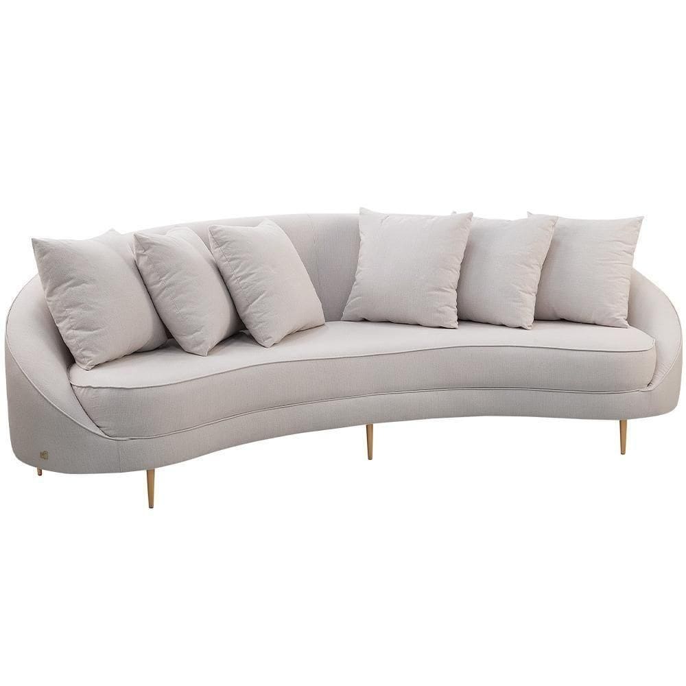 Sofá 3 Lugares Para Sala De Estar Living Orgânico 250cm Moah T03 Linho Bege - Lyam Decor