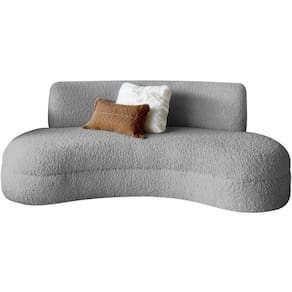 Sofá Divã Curvo Sala De Estar Maria 180 Cm Bouclé - Adj Decor Cor Cinza