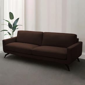 Sofá Thalia 3 Lugares Sala De Estar 240cm Couro Marrom Chocolate
