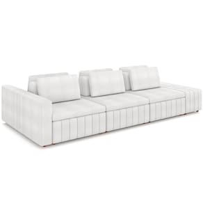 Sofá Ilha Com Puff Living 395cm Amber M03 Bouclê Branco