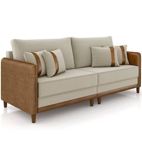 Sofá 2 Lugares Living 172cm Asbury K01 Veludo Bege Couríssimo Camel - Lyam Decor