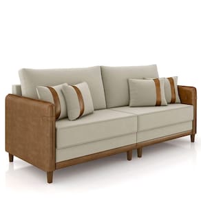 Sofá 3 Lugares Living 232cm Zoe K04 Veludo Bege-marrom - Mpozenato