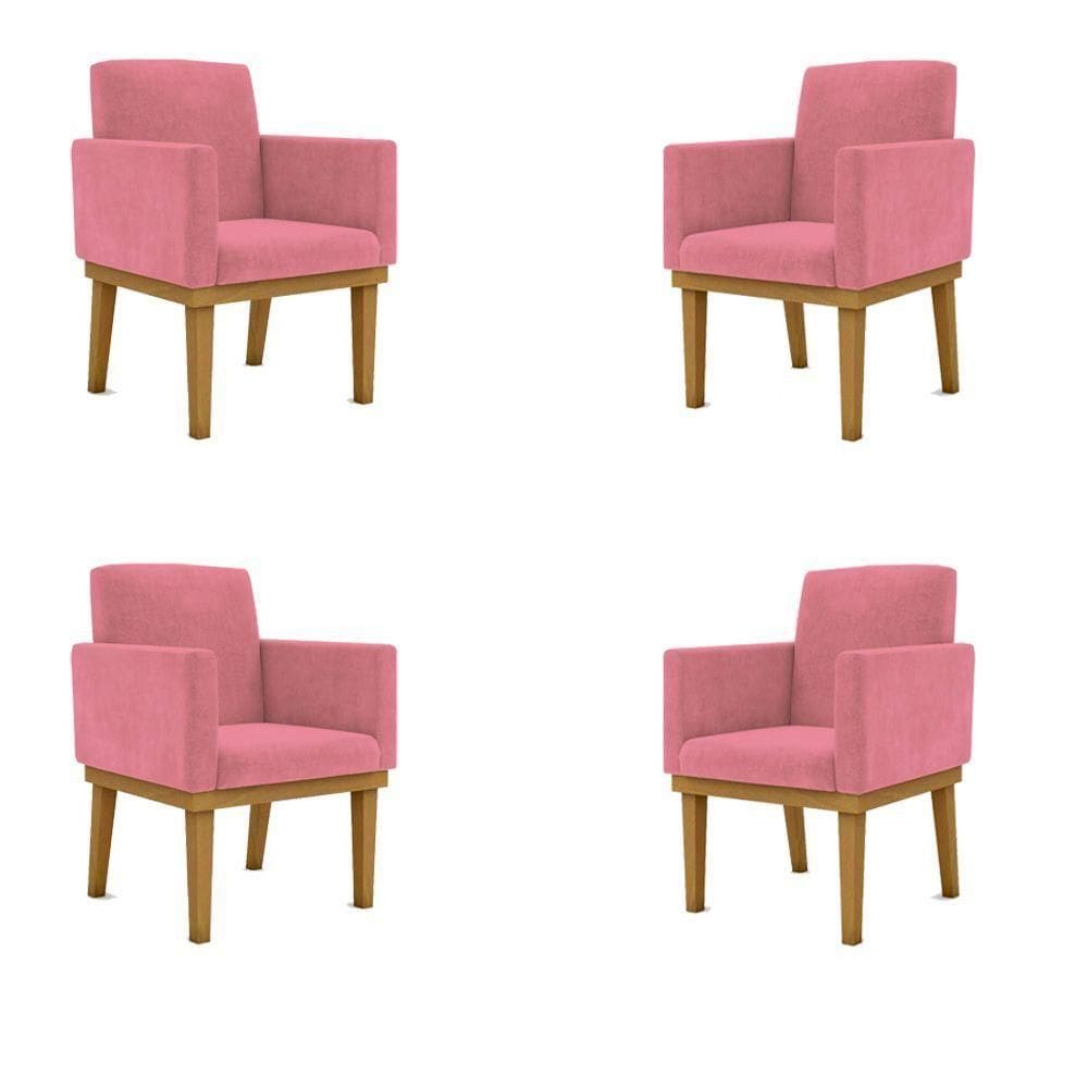 Kit 4 Cadeiras Reforçada Escritório Poltrona rosa