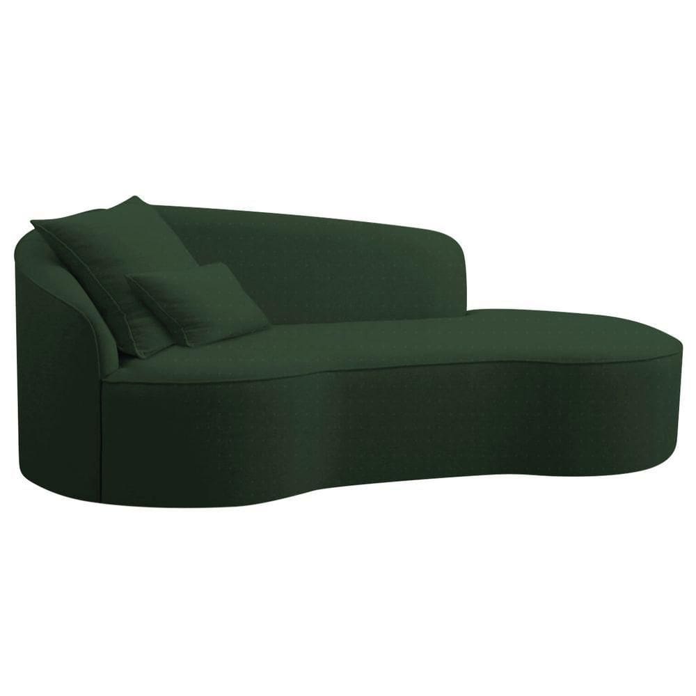 Divã Recamier Curvo Sala De Estar Recepção Inglaterra 180cm Lado Direito Linho Verde